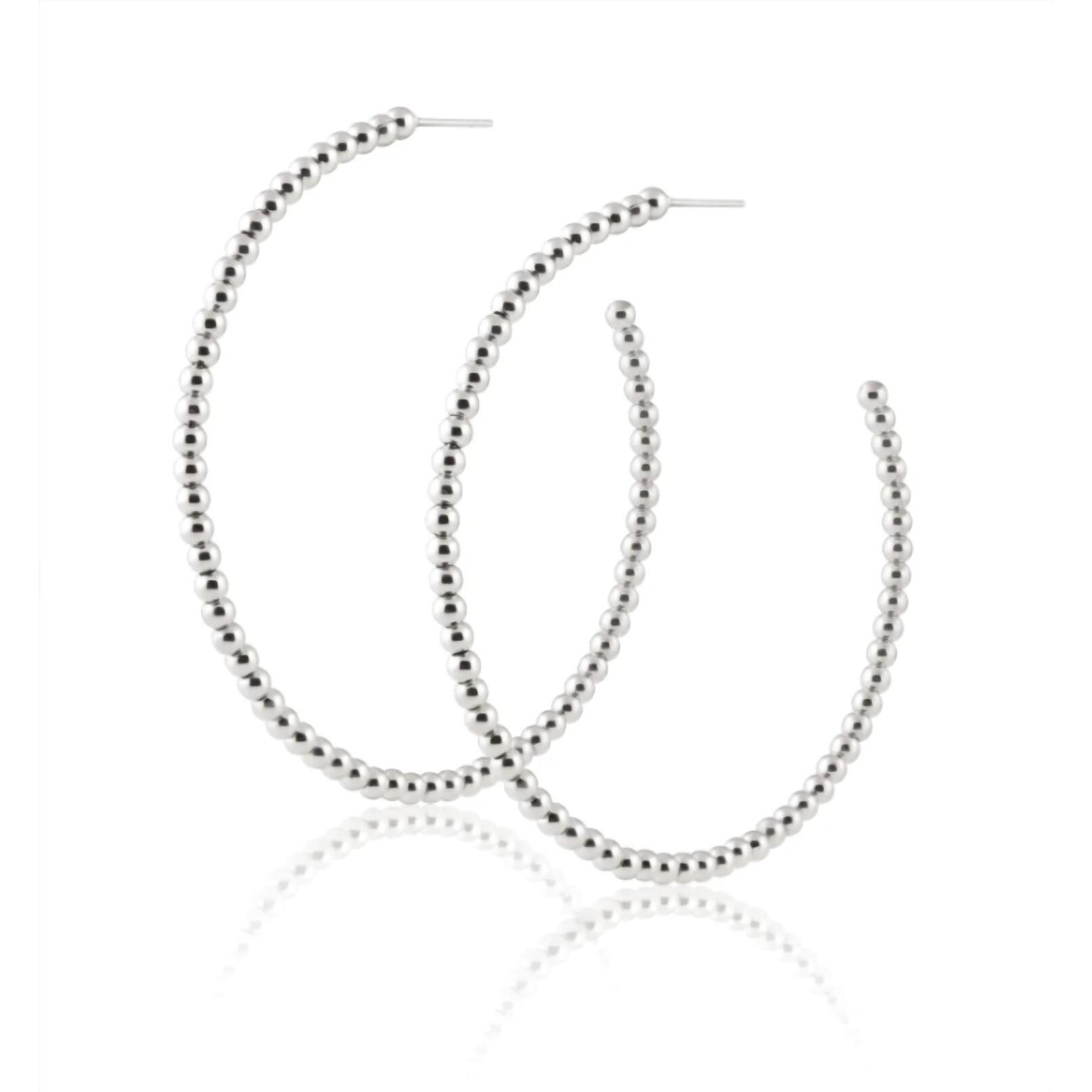 New Sahira Women's Chelsea Beaded Hoop Earrings In White Gold